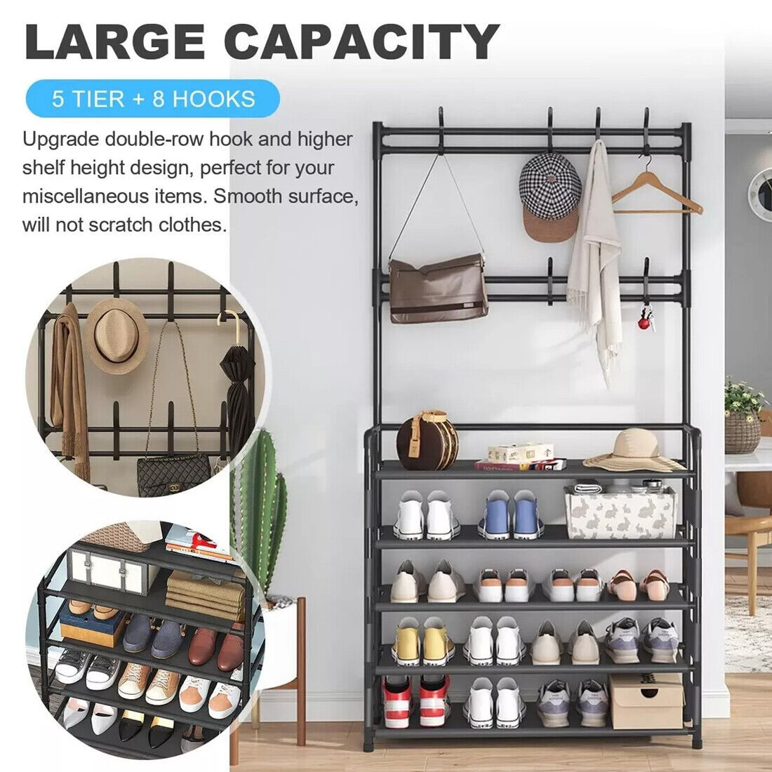 Nordic Entryway Coat & Shoe Storage Hall Tree