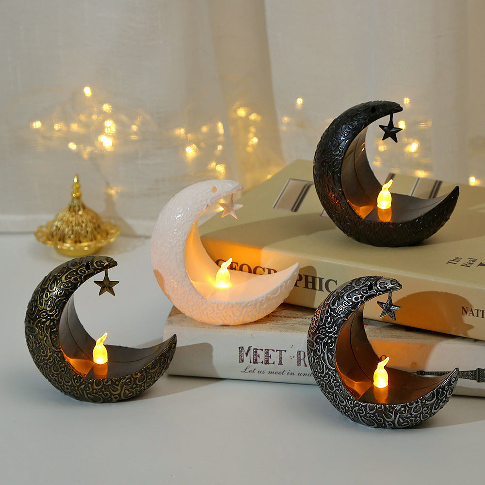 Electric Candle Lamp with Intricate Star & Moon Cutouts 2