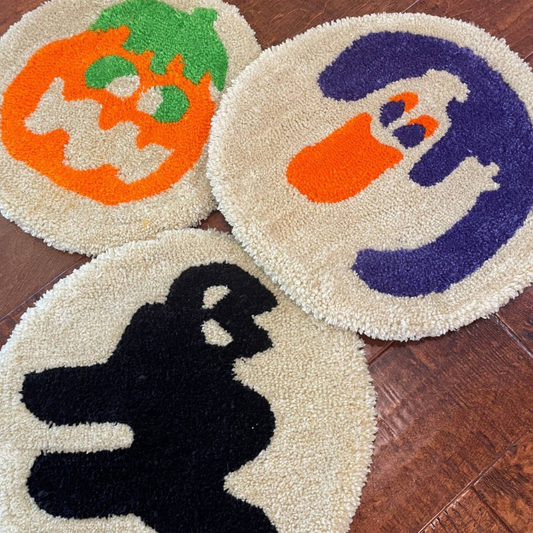 Halloween Door Mat with Pumpkins and Ghosts Halloween Sugar Cookie Rug
